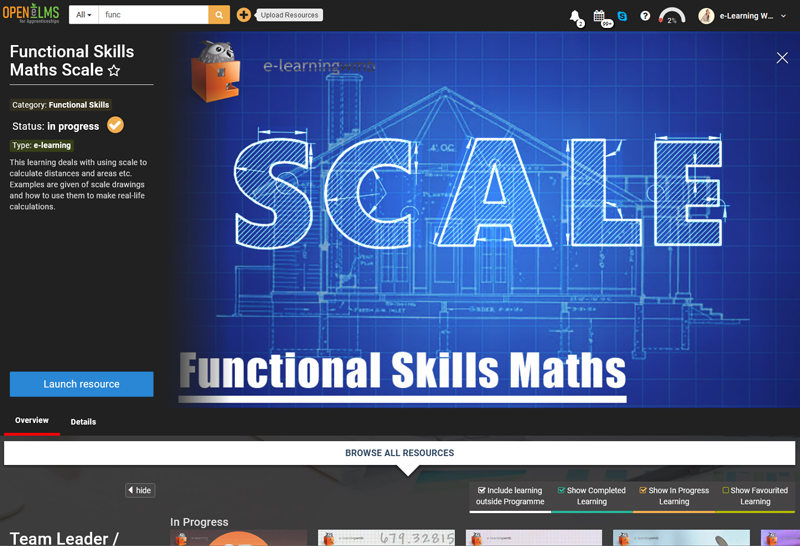 Functional skills elearning in Netflix style interface